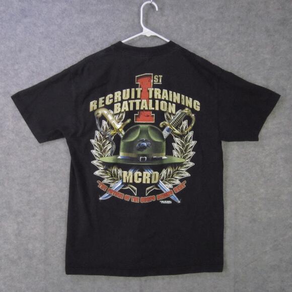 USMC Marine Corps Shirt Mens Large Black MCRD 1st Recruit Training 7.62 Design - Picture 7 of 9